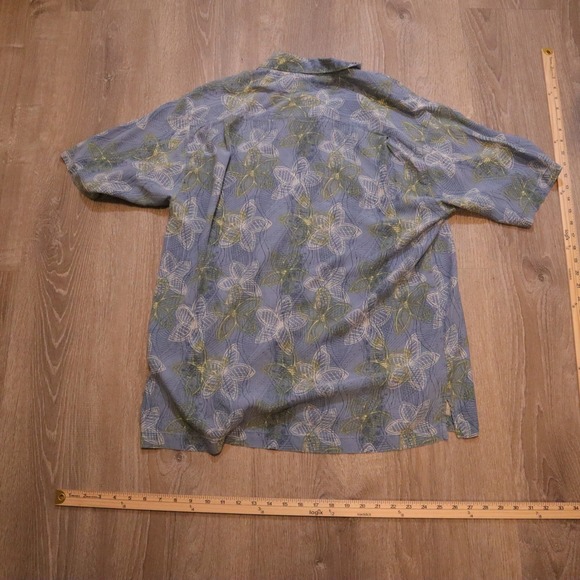 Tommy Bahama Mens Silk Floral Short Sleeve Hawaiian Shirt Large Blue - Picture 4 of 4
